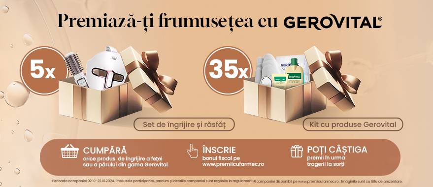 Concurs: Castiga 5 perii rotative Rowenta Brush Active Premium Care si 35 seturi cu produse Gerovital!