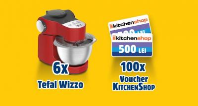 Concurs: Castiga 6 roboti de bucatarie Tefal Wizzo QB317538 si 100 vouchere Kitchen Shop in valoare de 500 lei fiecare!