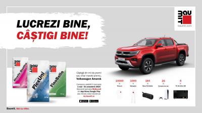 Concurs: Castiga o masina Volkswagen Amarok, 26 console gaming Sony PlayStation 5, 6 televizoare LED Sony Bravia 139cm, 184 boxe portabile Sony Ult Field, 1.000 salopete Baumit si 10.000 de tricouri Baumit!