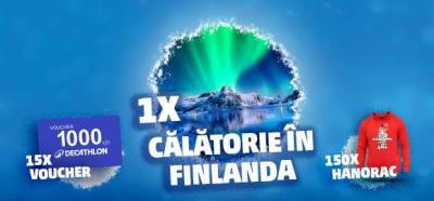 Concurs: Castiga o vacanta de poveste in Finlanda, 15 vouchere de cumparaturi Decathlon in valoare de 1.000 de lei fiecare si 150 de hanorace!