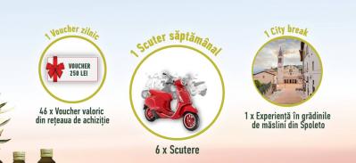 Concurs: Castiga o vacanta in gradinile de maslini din Spoleto, provincia Perugia din Italia, 6 scutere Vespa Sprint 125 si 46 vouchere de cumparaturi in valoare de 250 de lei fiecare!