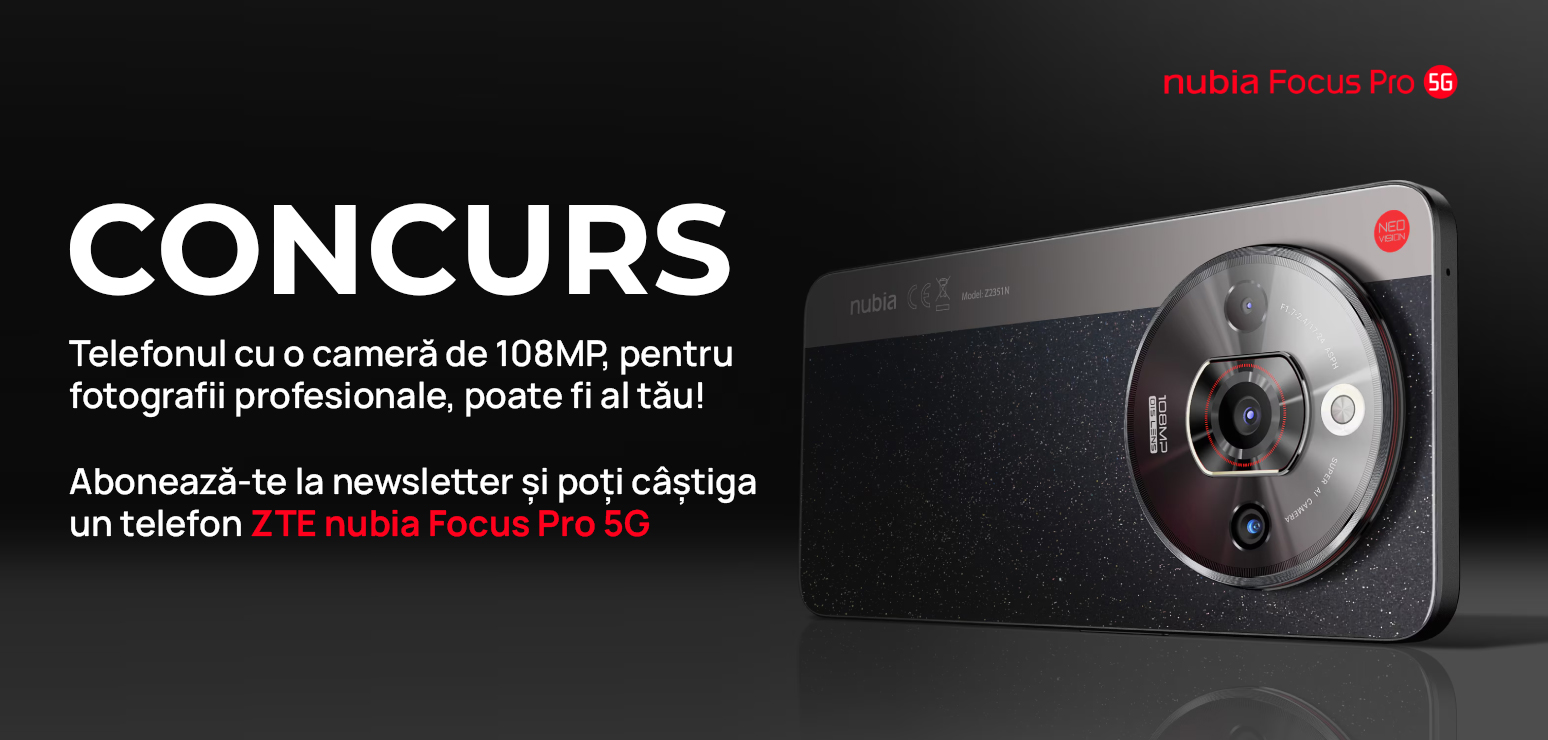 Concurs: Castiga un telefon mobil ZTE nubia Focus Pro 256GB 5G!