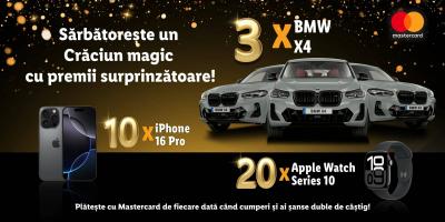 Concurs: Castiga una dintre cele 3 masini BMW X4 xDrive20i, unul dintre cele 10 telefoane mobile Apple iPhone 16 Pro sau unul dintre cele 20 ceasuri Apple Watch 10!